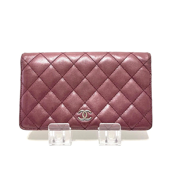 Authentic CHANEL CC Matelasse Bordeaux Lambskin Long Wallet - Picture 1 of 6
